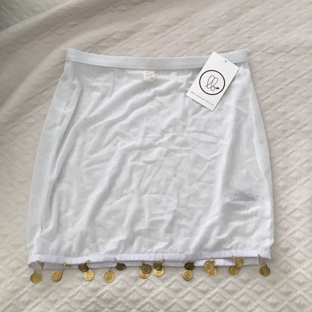 White Mesh Cover Up Skirt